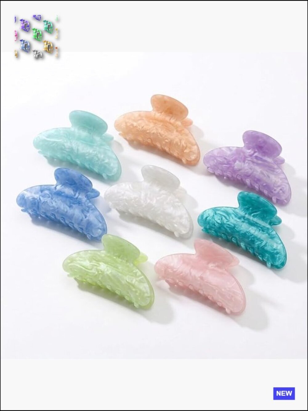 8 Pack Hair Claw Clips Strong Hold Acrylic Non Slip Set for Thick Thin Hair